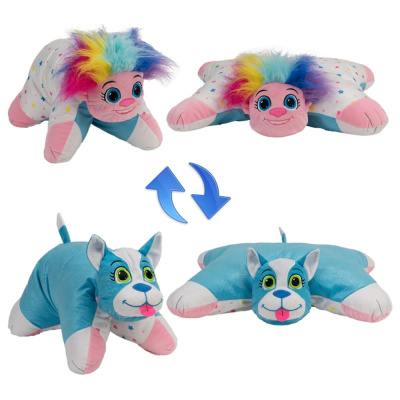 Подушка-вывернушка 2 в 1 Радужный Тролль-Блестящий Щенок 1Toy Т12041